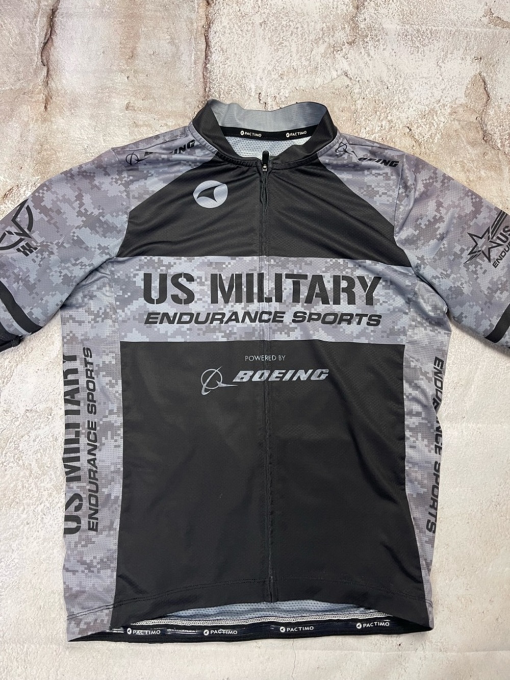 Pactimo Men's Black & Gray US Military Endurance Sports Cycling Jersey